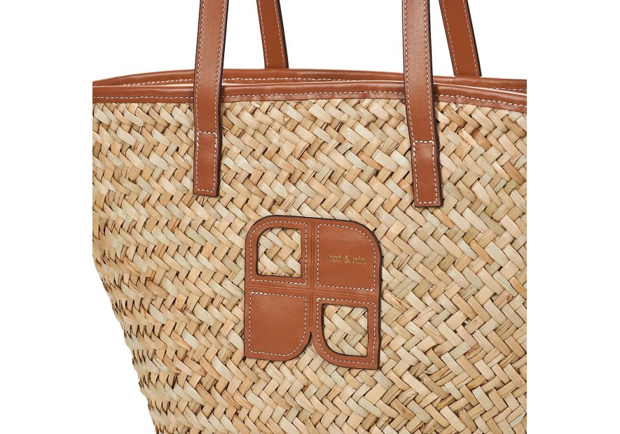 Nat & Nin PAPAYA sac grand panier en paille papaya nat et nin shopping
