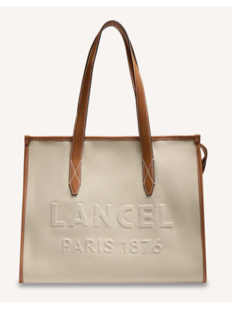 Lancel A14028 sac cabas l lancel jour de lancel toile sac-a-main-shopping-toile-ou-cuir