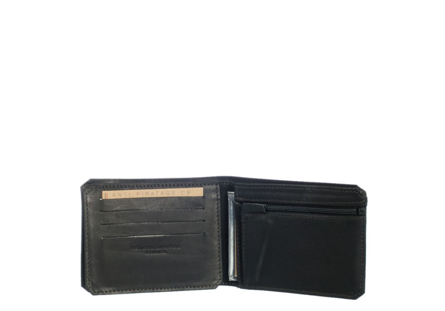 Les Ateliers Foures 9110X - CUIR DE VACHETTE - NOIR baroudeur portefeuille italien