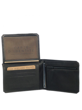 Les Ateliers Foures 9110X - CUIR DE VACHETTE - NOIR baroudeur portefeuille italien