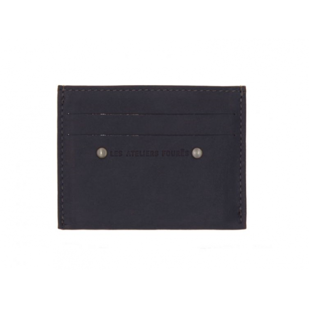 Les Ateliers Foures 930X - CUIR DE VACHETTE - MARINE baroudeur porte cartes rfid pcartes-credit