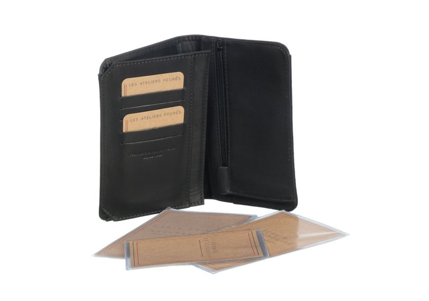 Les Ateliers Foures 9222 - CUIR DE VACHETTE - NOIR Portefeuille/Porte-cartes