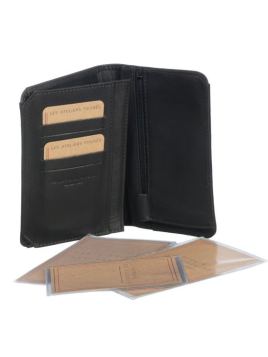 Les Ateliers Foures 9222 - CUIR DE VACHETTE - NOIR Portefeuille/Porte-cartes