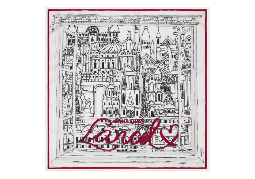 Lancel A14138 carré de soie 90 x 90 cm lancel 150 ans carre de soie