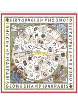 Longchamp 50684GSO carré de soie longchamp 90x90 cm le jeu de cheval carre de soie