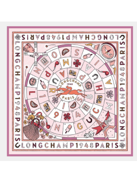 Longchamp 50684GSO carré de soie longchamp 90x90 cm le jeu de cheval carre de soie