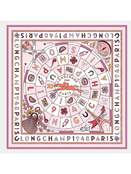 Longchamp 50684GSO carré de soie longchamp 90x90 cm le jeu de cheval carre de soie