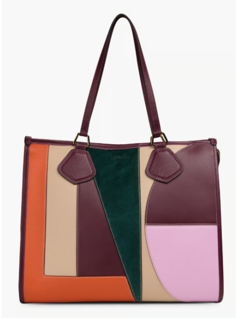 Lancel A14241 sac cabas zippé l lancel animation parchwork sac-a-main-shopping-toile-ou-cuir