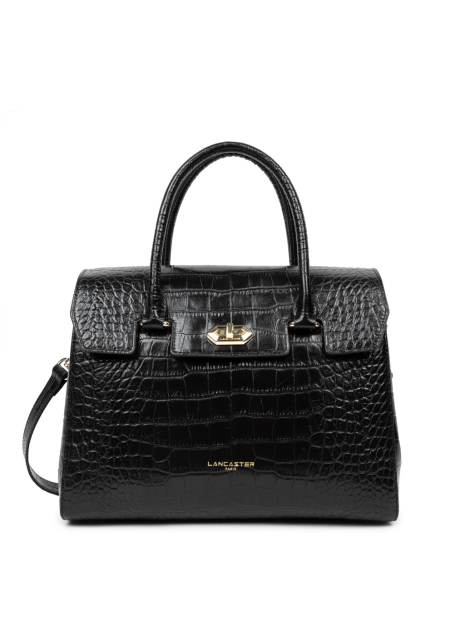 Lancaster 524-85 - VACHETTE CROCO - NOIR Exotic Croco CN - Sac rabat sacs-a-mains