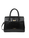 Lancaster 524-85 - VACHETTE CROCO - NOIR Exotic Croco CN - Sac rabat sacs-a-mains