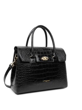 Lancaster 524-85 - VACHETTE CROCO - NOIR Exotic Croco CN - Sac rabat