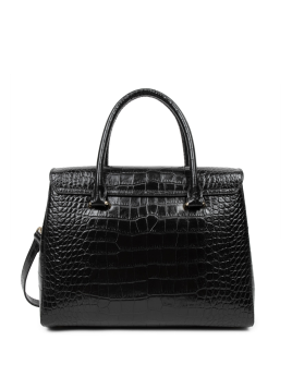 Lancaster 524-85 - VACHETTE CROCO - NOIR Exotic Croco CN - Sac rabat