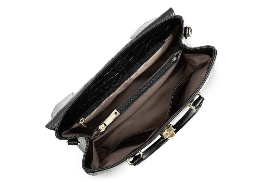 Lancaster 524-85 - VACHETTE CROCO - NOIR Exotic Croco CN - Sac rabat