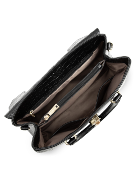 Lancaster 524-85 - VACHETTE CROCO - NOIR Exotic Croco CN - Sac rabat