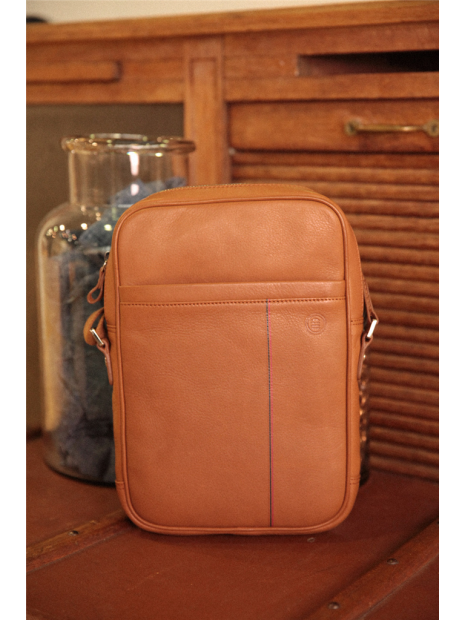 Serge Blanco VAN13019 - CUIR DE BOVIN - COGNA sac bandoulière sacoche-homme