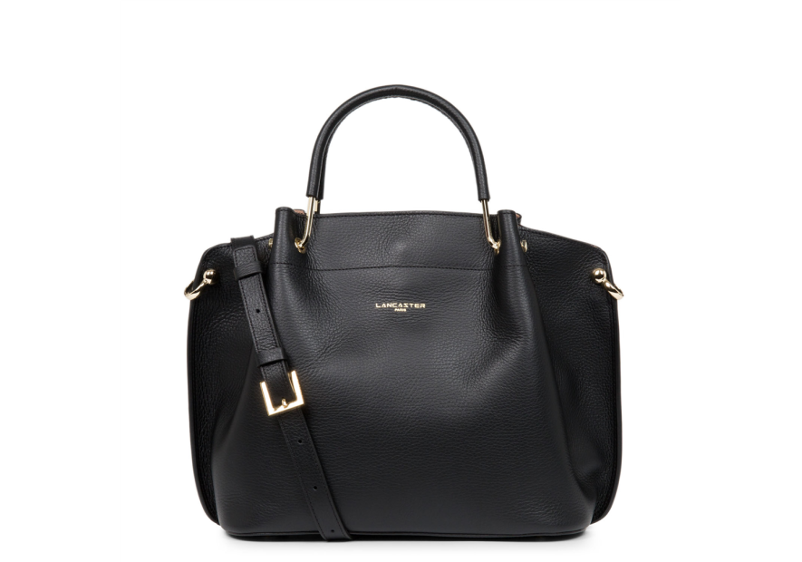 Lancaster 470-19 - CUIR DE VACHETTE - NOIR Foulonné Double - Grand Sac à main Louisa