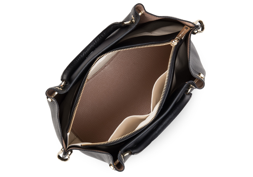 Lancaster 470-19 - CUIR DE VACHETTE - NOIR Foulonné Double - Grand Sac à main Louisa