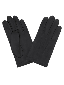 Glove Story 22027SN - CUIR D'AGNEAU - NOIR gants homme 3 baguette soie