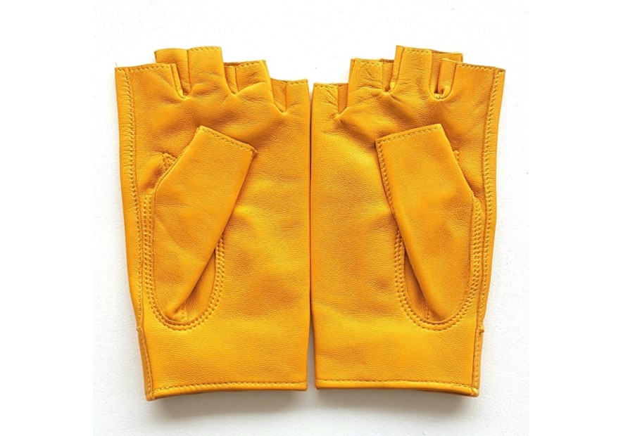 Poujade P701F - CUIR D'AGNEAU - JAUNE poujage-conduite-gants femme doigts coupés