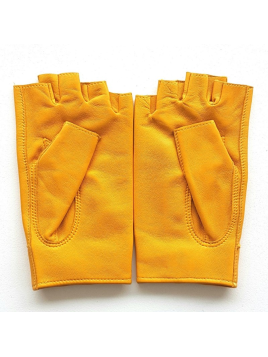 Poujade P701F - CUIR D'AGNEAU - JAUNE poujage-conduite-gants femme doigts coupés