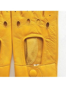 Poujade P701F - CUIR D'AGNEAU - JAUNE poujage-conduite-gants femme doigts coupés