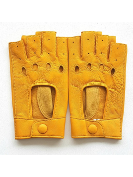 Poujade P701F - CUIR D'AGNEAU - JAUNE poujage-conduite-gants femme doigts coupés