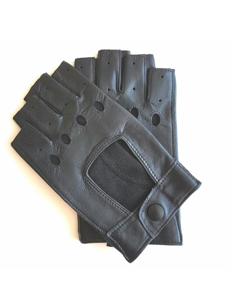 Poujade P701F - CUIR D'AGNEAU - NOIR poujage-conduite-gants femme doigts coupés