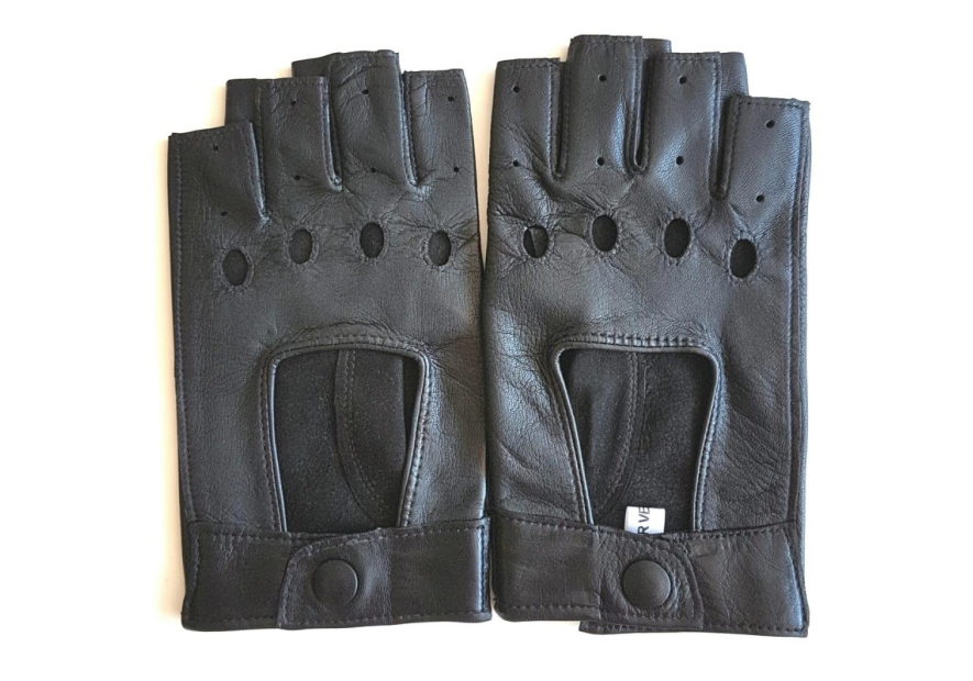 Poujade P701F - CUIR D'AGNEAU - NOIR poujage-conduite-gants femme doigts coupés