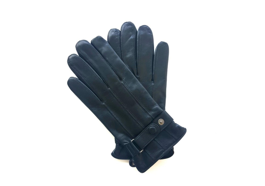 Poujade 1267DS gants homme poujade patte pression doublé soie gants homme