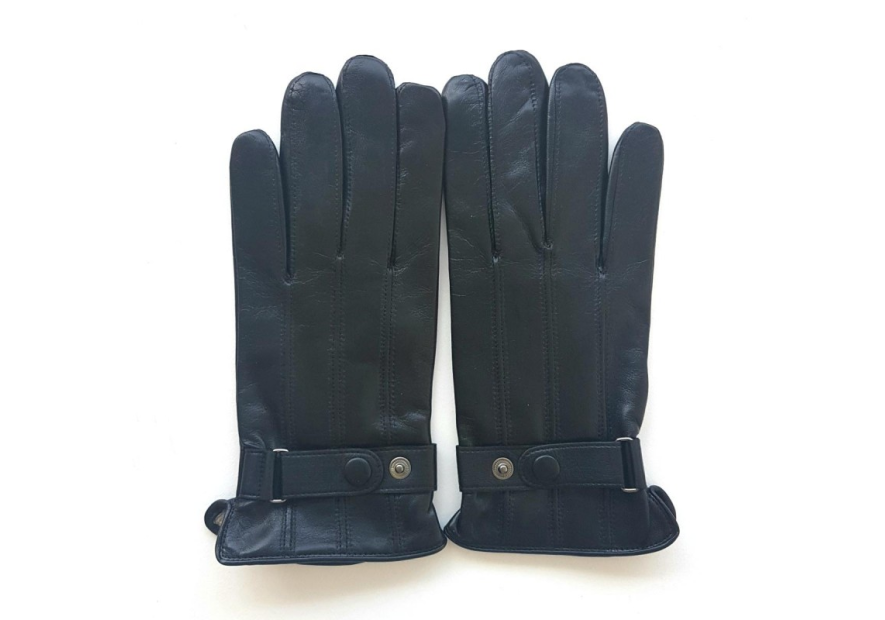Poujade 1267DS gants homme poujade patte pression doublé soie gants homme