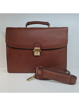 Gerard Henon 5226 - CUIR DE VACHETTE - MARRON Serviette Serviette à rabat avec bandoulière