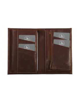 Frandi 265/5 - CUIR DE VACHETTE - COGNA portefeuille homme deux volets zip authentic