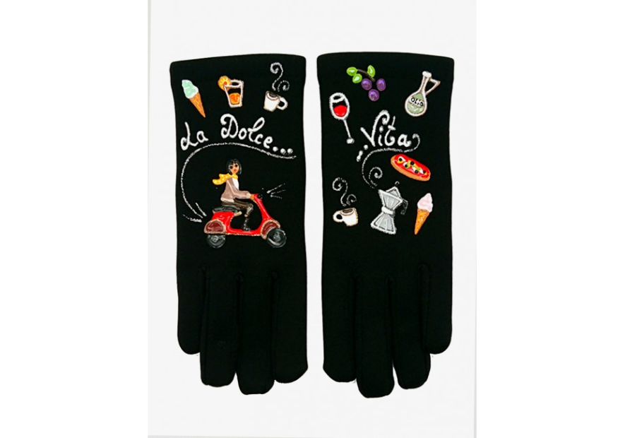Quand les poules auront des gants GTA - POLYAMIDE - LA DOLCE VITA gants taille unique peints a la main a annecy