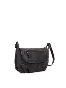 Nat & Nin JENNY - CUIR DE VACHETTE - NOIR sac bandoulière rabat gibecière m jenny