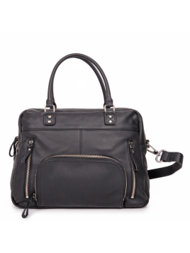 Nat & Nin MACY - CUIR DE VACHETTE - NOIR sac porté main et bandoulière macy