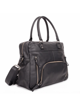 Nat & Nin MACY - CUIR DE VACHETTE - NOIR sac porté main et bandoulière macy