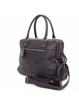 Nat & Nin MACY - CUIR DE VACHETTE - NOIR sac porté main et bandoulière macy