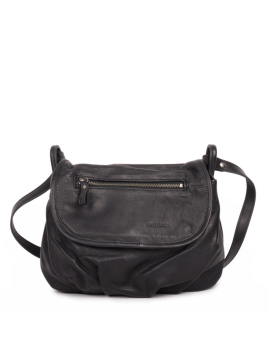 Nat & Nin JEN - CUIR DE VACHETTE - NOIR sac à rabat gibecière jen