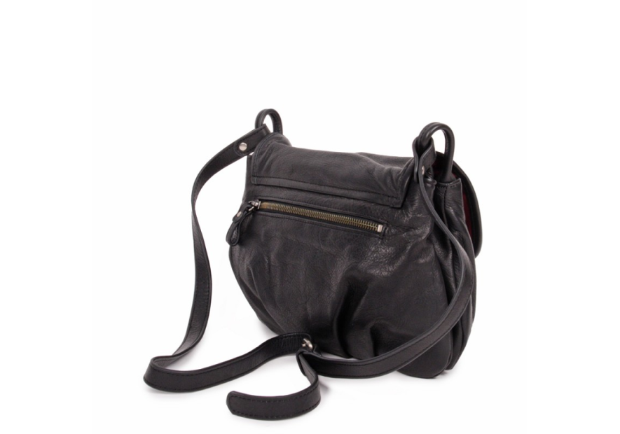Nat & Nin JEN - CUIR DE VACHETTE - NOIR sac à rabat gibecière jen