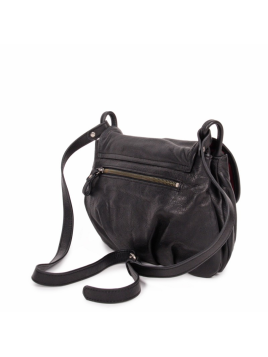 Nat & Nin JEN - CUIR DE VACHETTE - NOIR sac à rabat gibecière jen