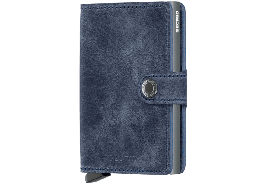 Secrid MV - CUIR DE VACHETTE - BLEU porte cartes mini wallet vintage