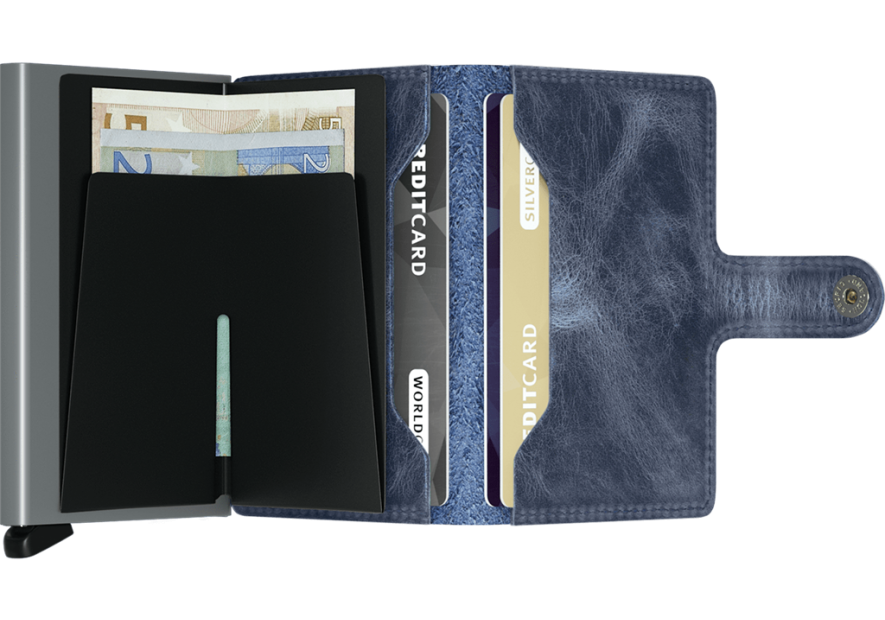 Secrid MV - CUIR DE VACHETTE - BLEU porte cartes mini wallet vintage