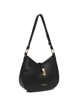 Lancaster 547-48 - CUIR DE VACHETTE - NOIR Foulonné Milano - Sac Besace