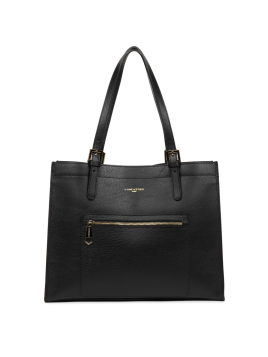 Lancaster 470-24 - CUIR DE VACHETTE - NOIR Foulonné Double - Sac cabas épaule