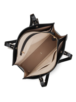 Lancaster 470-24 - CUIR DE VACHETTE - NOIR Foulonné Double - Sac cabas épaule