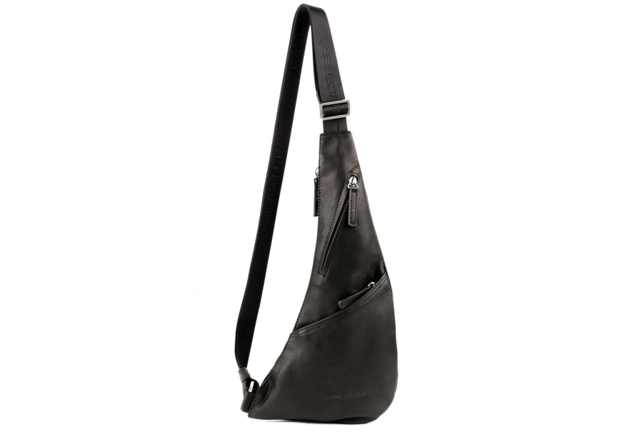 Lancaster 320-17 - CUIR DE VACHETTE - NOIR banane epaule soft vintage