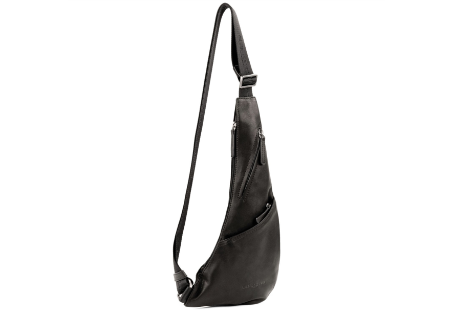 Lancaster 320-17 - CUIR DE VACHETTE - NOIR banane epaule soft vintage