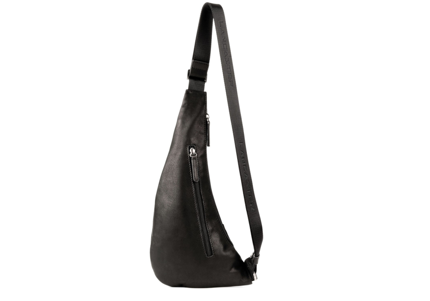 Lancaster 320-17 - CUIR DE VACHETTE - NOIR banane epaule soft vintage