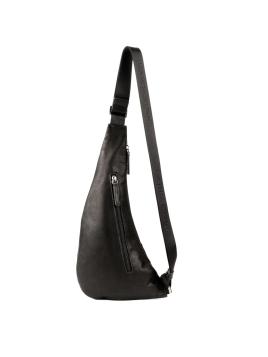 Lancaster 320-17 - CUIR DE VACHETTE - NOIR banane epaule soft vintage