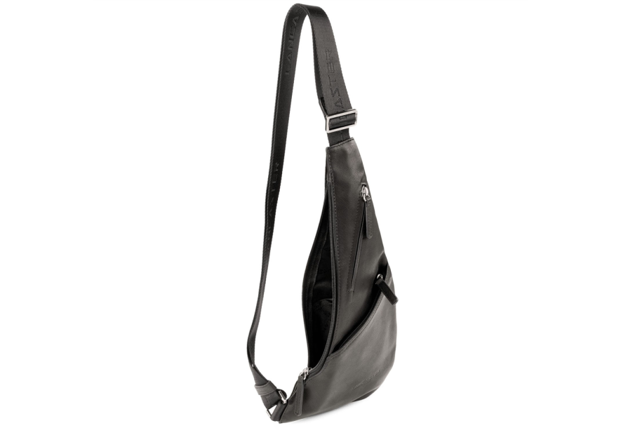 Lancaster 320-17 - CUIR DE VACHETTE - NOIR banane epaule soft vintage